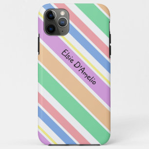 Personalised Pastel Multi Colour Diagonal Stripe iPhone 11 Pro Max Case