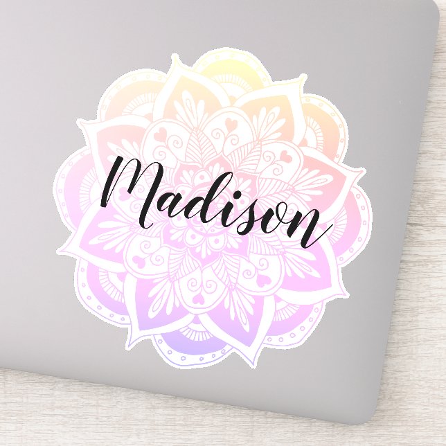 Personalised Pastel Ombre Flower Mandala Sticker (Detail)