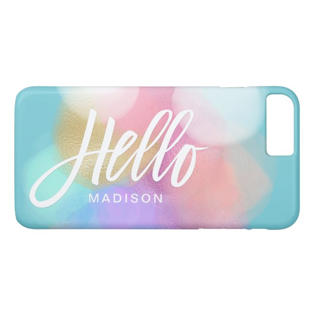 Personalised Pastel Paint Splotches Hello Case-Mate iPhone Case (Back (Horizontal))