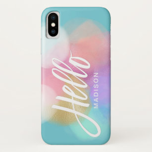 Personalised Pastel Paint Splotches Hello Case-Mate iPhone Case