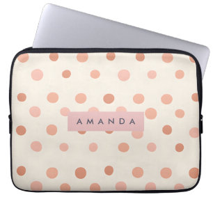 Personalised Pastel Peach & Blush Polka Dot  Laptop Sleeve