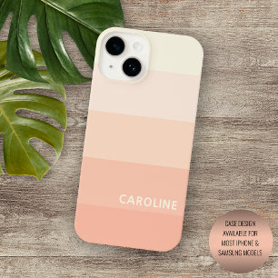 Personalised Pastel Peach Coral Orange Stripe Case-Mate iPhone 14 Case