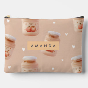 Personalised Pastel Peach Jam Pattern Accessory Pouch