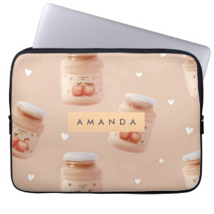 Personalised Pastel Peach Jam Pattern Laptop Sleeve