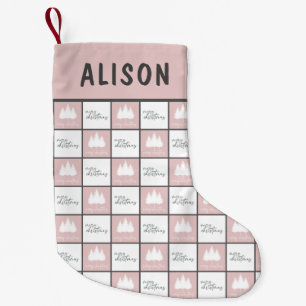 Personalised Pastel Pink and White pattern Small Christmas Stocking