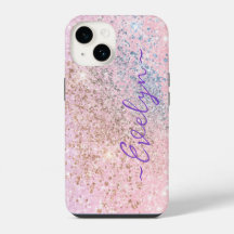 Personalised pastel pink blue glitter