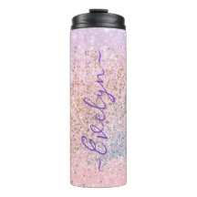 Personalised pastel pink blue glitter