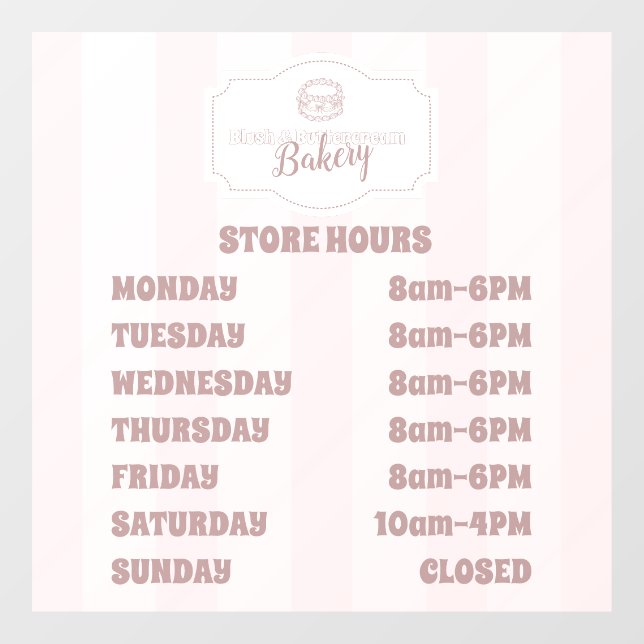 Personalised Pastel Pink Cake Bakery (Sheet)