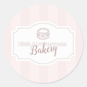 Personalised Pastel Pink Cake Bakery Classic Round Sticker