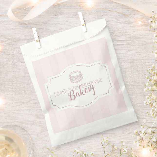Personalised Pastel Pink Cake Bakery Favour Bag (Clipped)
