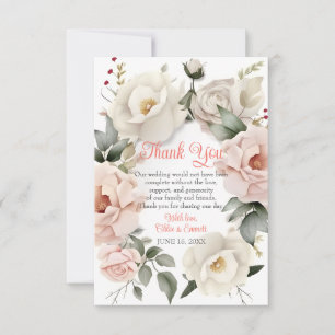 Personalised Pastel Pink Floral Wedding Rose Frame Thank You Card