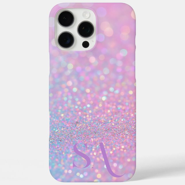 Personalised Pastel Pink Glitter - Initials  Case-Mate iPhone Case (Back)
