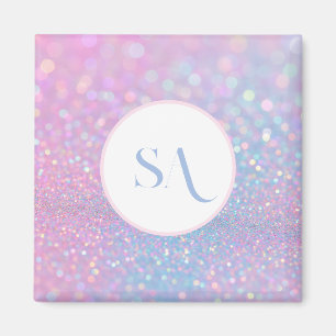 Personalised Pastel Pink Glitter Magnet Monogram