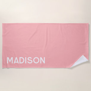 Personalised Pastel Pink Modern Minimalist Beach Towel