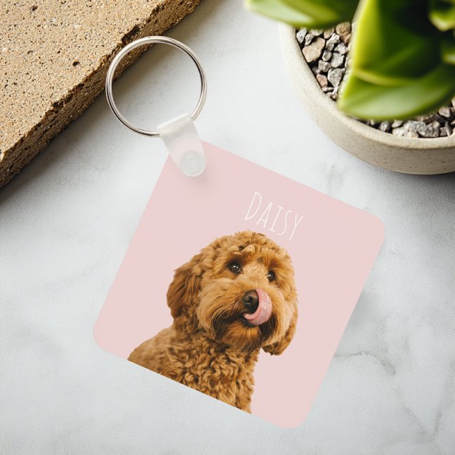 Personalised Pastel Pink Phone Case with Dog Photo Key Ring (Creator Uploaded)