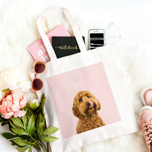 Personalised Pastel Pink Phone Case with Dog Photo Tote Bag