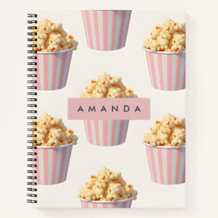 Personalised Pastel Pink Popcorn Bucket Notebook