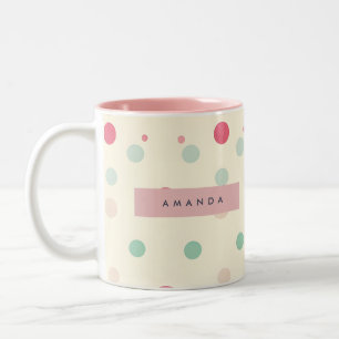 Personalised Pastel Polka Dot Style  Two-Tone Coffee Mug