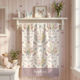 Personalised Pastel Purple Butterfly Kids Beach Towel