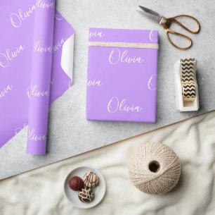 Personalised Pastel Purple Name Script Wrapping Paper