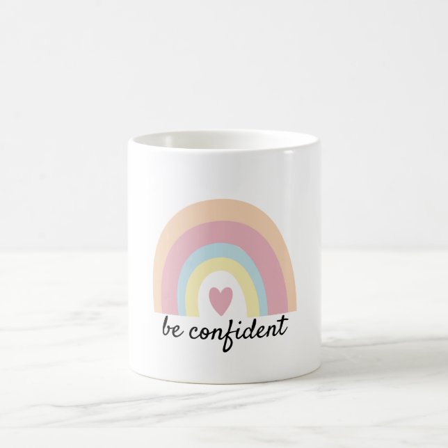 Personalised pastel rainbow confident quote coffee mug (Center)