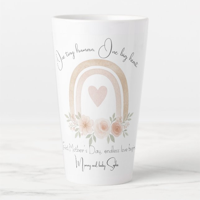 Personalised Pastel Rainbow | First Mother's Day - Latte Mug (Front)
