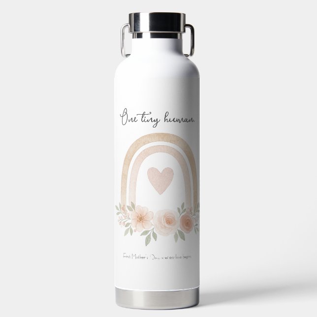 Personalised Pastel Rainbow – First Mother's Day  Water Bottle (Front)