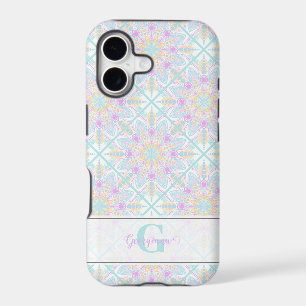 Personalised Pastel Rainbow Floral Mandala Tiled