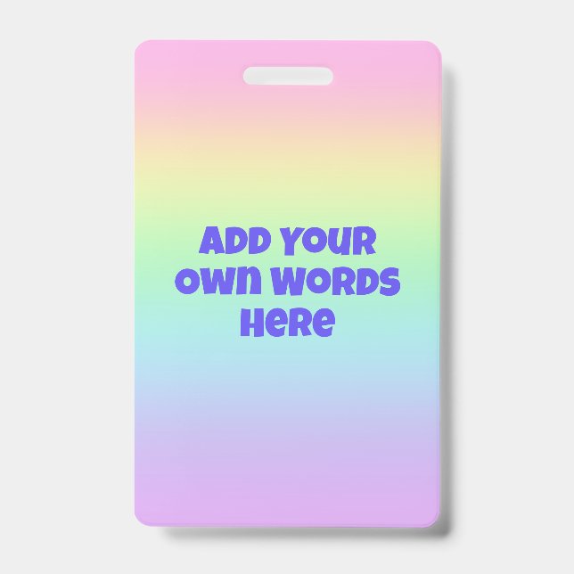 Personalised Pastel Rainbow Gradient Badge ID Badge (Front)