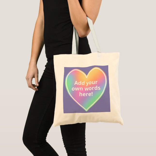 Personalised Pastel Rainbow Heart Tote Bag (Front (Product))