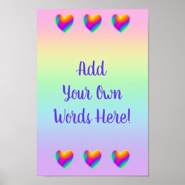 Personalised Pastel Rainbow Hearts Poster (Front)