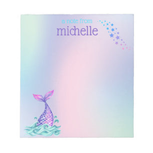 Personalised Pastel Rainbow Mermaid Notepad