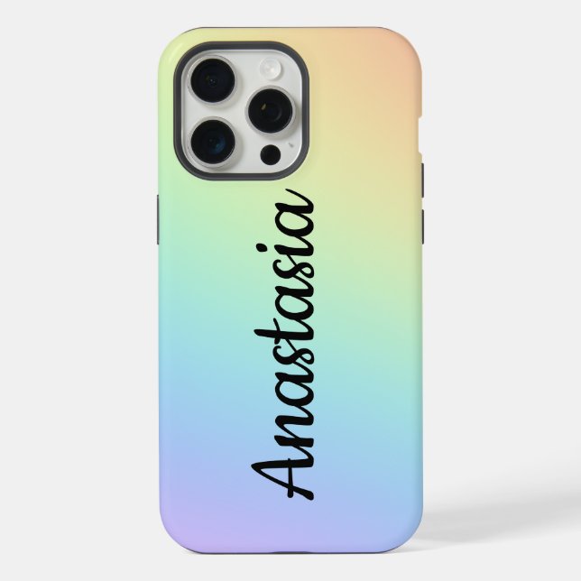 Personalised Pastel Rainbow Ombre iPhone Case (Back)