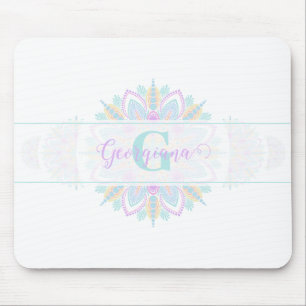 Personalised Pastel Rainbow Ornamental Dot Mandala Mouse Pad