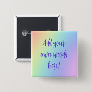Personalised Pastel Rainbow Square Button