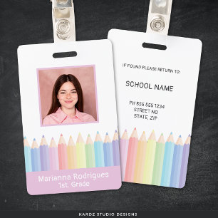 Personalised Pastel Rainbow Teacher Photo ID Badge