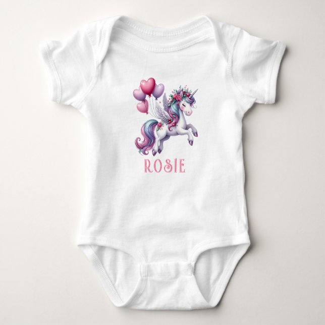 Personalised Pastel Rainbow Unicorn Baby Bodysuit (Front)