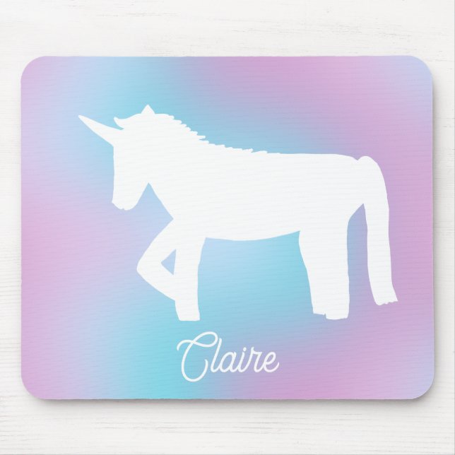 Personalised Pastel Rainbow Unicorn Mouse Pad (Front)