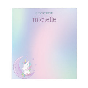 Personalised Pastel Rainbow Unicorn Notepad