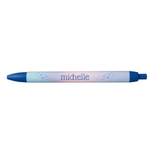 Personalised Pastel Rainbow With Stars Blue Black Ink Pen