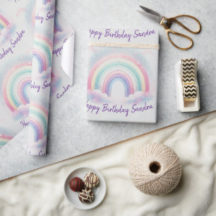 Personalised Pastel Rainbow Wrapping Paper