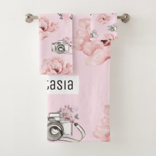 Personalised Pastel Rose Bath Towel Set