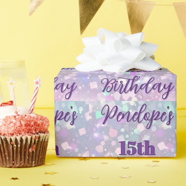 Personalised Pastel Shimmer Birthday Celebration Wrapping Paper (Birthday Party)