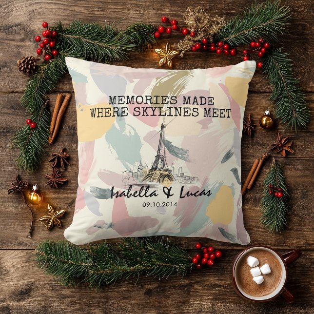 Personalised Pastel Skyline Couple Pillow (Creator Uploaded)