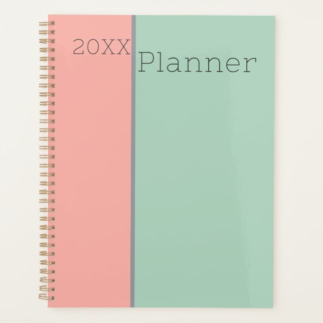 Personalised Pastel Soft Peach & Jungle Mist Green Planner (Front)