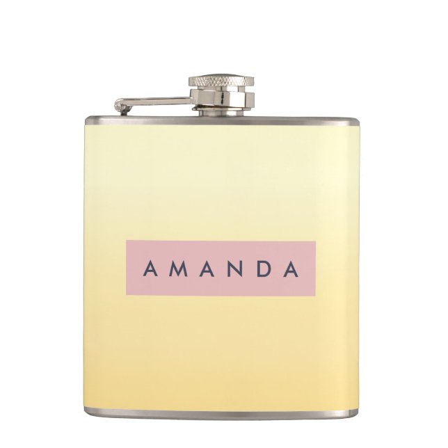 Personalised Pastel Soft Yellow Ombre  Hip Flask (Front)