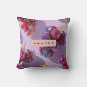 Personalised Pastel Sparkle Grapes Design Cushion