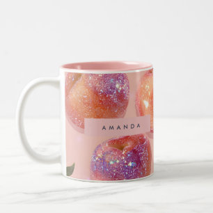 Personalised Pastel Sparkle Peach Style Two-Tone Coffee Mug
