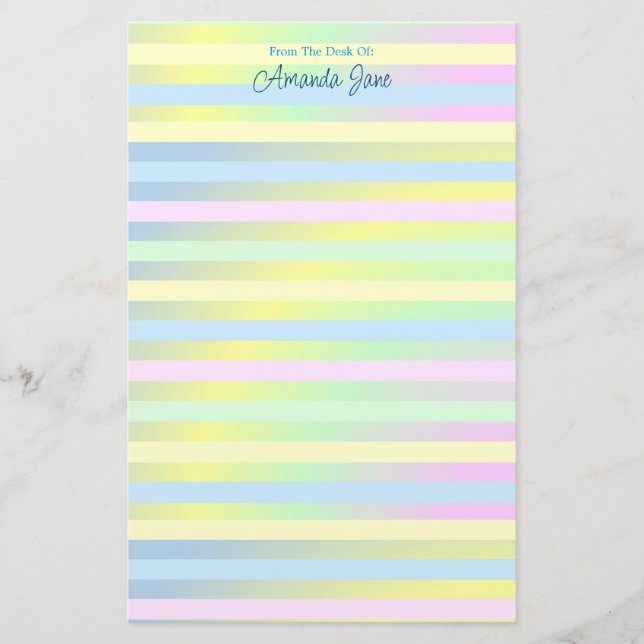 Personalised Pastel Striped Stationery (Front)