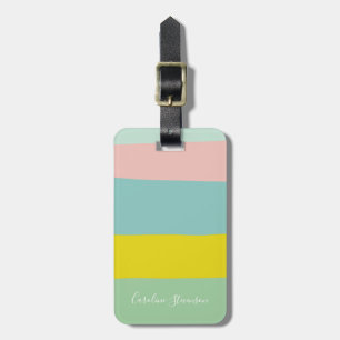 Personalised Pastel Stripes Traveller Destination Luggage Tag
